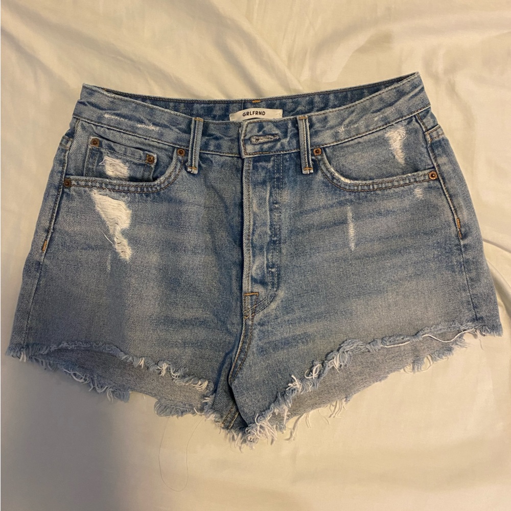 GRLFRND blue denim shorts
